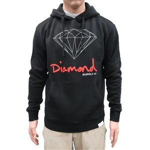 Diamond Supply Co. Men's OG Logo Pullover Fleece Hoodie Sweatshirt
Black/Red)
